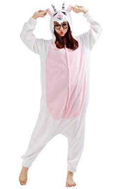 Unisex Kigurumi Jumpsuit Tier Pyjamas Kostüm Fasching Onesie Damen Herren Karneval Cosplay Nachtwäsche, Ziege von Magicmode