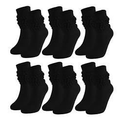 Magicor 3 Paar Damen-Socken, weich, extra lang, gestrickt, kniehoch, Stiefelsocken, 6 Stück, schwarz, 38 von Magicor