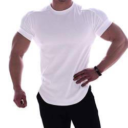Magiftbox T24 T-Shirt für Herren, Muskelbaumwolle, leicht, kurzärmelig, Weiß, Klein von Magiftbox