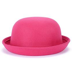 Magik Herren Damen Wolle Roll-up Krempe Fedora Bowler Derby Schleife Cloche Hut, hot pink, Einheitsgröße von Magik