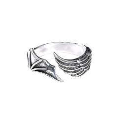 925 Sterling Silber Ring Kreativer Teufel und Engel Ring Vintage Old Bat Wings Zeigefinger Ring von Magizi