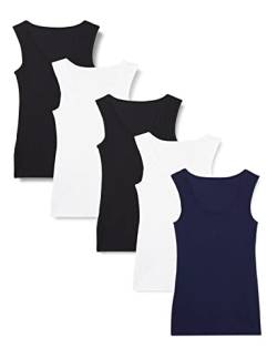 Maglev Essentials Damen Ärmellose Shirts, 5er-Pack, Schwarz/Weiß/Marineblau, S von Maglev Essentials