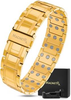 MagnetRX® Titan Magnetarmband für Männer mit dreifacher Stärke – Magnetbänder mit hochwertigem Faltverschluss und verstellbarer Länge mit Sizing Tool (Gold) von MagnetRX