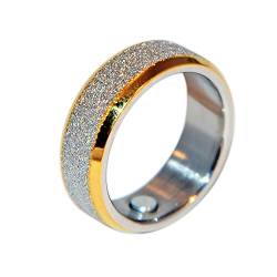 Bicolor Magnetring Diamantenstaub Silber Gold Designer Partnerring Ehering Verlobungsring Magnetschmuck 4you # 106 + # 206 div. Größen (18 breit) von Magnetschmuck-4you