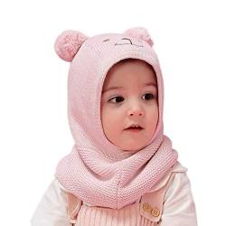 Magracy Baby Kleinkind Kinder Winter Warme Kapuze Mütze Fleece Gefüttert Strickmütze Schals mit Ohren, rose, 74-86 von Magracy