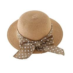 Magracy Baby Mädchen Strohhut Schöne Sonnenschutzhüte Sommer Schleife Strandkappe für Kinder M Kaffee von Magracy