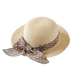 Magracy Baby Mädchen Strohhut Schöne Sonnenschutzhüte Sommer Schleife Strandkappe für Kinder XL Beige von Magracy