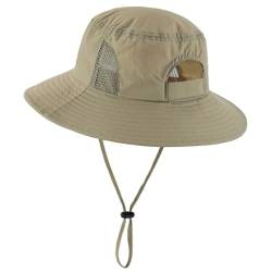 Magracy Damen-Sonnenhut, LSF 50+, breite Krempe, UV-Schutz, Safari-Hut, wasserdicht, Hellkhaki, Einheitsgröße von Magracy