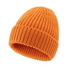 Magracy Damen Strickmütze Rippmütze Stretchy Bündchen Beanie Mütze Winter Skull Cap, Orange, Einheitsgröße von Magracy