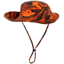 Magracy Herren Camouflage UPF50+ Sonnenhut mit breiter Krempe, UV-Schutz, Safarihut Unisex, Orange, Einheitsgröße von Magracy