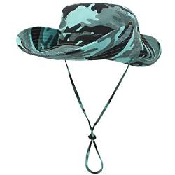 Magracy Herren Camouflage UPF50+ Sonnenhut mit breiter Krempe, UV-Schutz, Safarihut Unisex, aqua blue, Einheitsgröße von Magracy