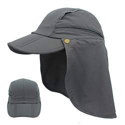 Magracy Herren Damen Outdoor breiter Krempe Mesh UPF50+ Sonnenkappe mit Nackenschutz Schnell Trocknend Fischerhut Dunkelgrau von Magracy