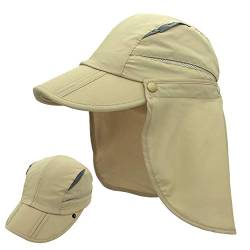 Magracy Herren Damen Outdoor breiter Krempe Mesh UPF50+ Sonnenkappe mit Nackenschutz Schnell Trocknend Fischerhut Khaki von Magracy