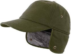 Magracy Herren Winter Baseball Cap mit Visier Warm Earflap Hut Trapper Jagdmütze, armee-grün, 58 von Magracy