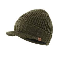 Magracy Herren Winter Knit Visor Hat Outdoor Dicke Schirmmütze Beanie Mütze Gr. Einheitsgröße, Army Green von Magracy