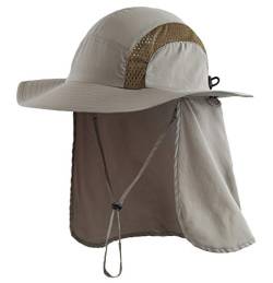 Magracy Outdoor Herren UPF 50+ Sonnenschutz Safari Hut Sommer breite Krempe Sonnenhut mit Nackenklappe Gr. Einheitsgröße, armee-grün von Magracy