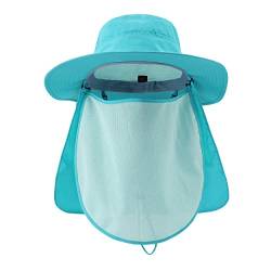 Magracy Sonnenhut für Herren, LSF 50+, breite Krempe, Safari-Hut mit Halsklappe, Gesichtsabdeckung, Aqua Blue von Magracy