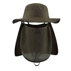 Magracy Sonnenhut für Herren, LSF 50+, breite Krempe, Safari-Hut mit Halsklappe, Gesichtsabdeckung, Armee-grün von Magracy