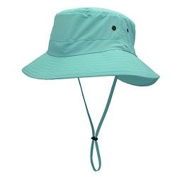 Magracy Unisex Damen Sonnenhut UPF 50+ Sommer Breiter Krempe Eimer-Hut für Frauen Safari-Hüte Fischerhut Aquablau von Magracy