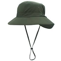 Magracy Unisex Damen Sonnenhut UPF 50+ Sommer Breiter Krempe Eimer-Hut für Frauen Safari-Hüte Fischerhut Armee Grün von Magracy