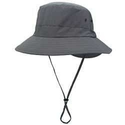 Magracy Unisex Damen Sonnenhut UPF 50+ Sommer Breiter Krempe Eimer-Hut für Frauen Safari-Hüte Fischerhut Dunkelgrau von Magracy