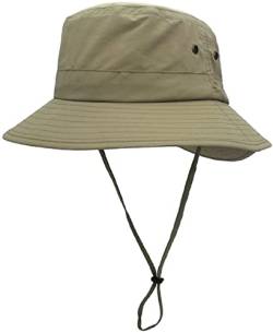 Magracy Unisex Damen Sonnenhut UPF 50+ Sommer Breiter Krempe Eimer-Hut für Frauen Safari-Hüte Fischerhut Dunkelkhaki von Magracy