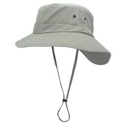 Magracy Unisex Damen Sonnenhut UPF 50+ Sommer Breiter Krempe Eimer-Hut für Frauen Safari-Hüte Fischerhut Hellgrau von Magracy