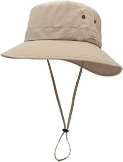 Magracy Unisex Damen Sonnenhut UPF 50+ Sommer Breiter Krempe Eimer-Hut für Frauen Safari-Hüte Fischerhut Hellkhaki von Magracy