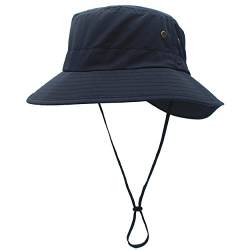 Magracy Unisex Damen Sonnenhut UPF 50+ Sommer Breiter Krempe Eimer-Hut für Frauen Safari-Hüte Fischerhut Marineblau von Magracy