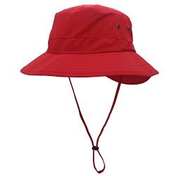 Magracy Unisex Damen Sonnenhut UPF 50+ Sommer Breiter Krempe Eimer-Hut für Frauen Safari-Hüte Fischerhut Rot von Magracy