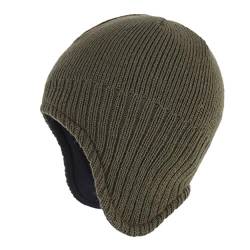 Magracy Unisex Herren Outdoor Winter Knit Earflap Mütze Warm Peruanische Beanie Mütze Gr. 58, armee-grün von Magracy