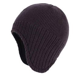 Magracy Unisex Herren Outdoor Winter Knit Earflap Mütze Warm Peruanische Beanie Mütze Gr. 58, dunkelgrau von Magracy