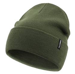 Magracy Unisex Herren Strickmütze Stretchy Bündchen Beanie Mütze Damen Winter Totenkopf Mütze, armee-grün, Einheitsgröße von Magracy