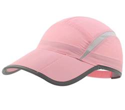 Magracy Unisex Schnell trocknende Sportmütze Sommer Faltbare Laufmütze mit reflektierendem Krempe Outdoor atmungsaktivem Netz-Hut, Rosa von Magracy