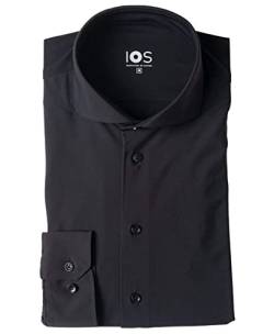 Langarm Shirt Slim Fit Jersey IOS Flexi Stretch schwarz Haikragen Gr. S bis XXL (M) von Maica