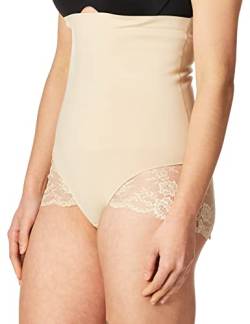 Maidenform Damen Tame Your Tummy Spitzenhöschen mit hoher Taille zähmen Ihren Bauch, Beige Nude 1/ Transparente Spitze, L von Maidenform