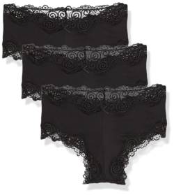 Maidenform Damen Unterwäsche-Set, tiefsitzend, freche Passform, gewellte Spitze, 3er-Pack Hipster-Höschen, Schwarz, 3 Stück, XXL von Maidenform