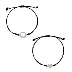 Maigendoo Passendes Herz-Armband Mutter-Tochter-Armbänder Weben Paare Armbänd Seil geflochtene Armbänder Geschenk für Mama-Liebhaber Beziehung Freundschaft Abstand Kette Armband Schmuck, Silber von Maigendoo