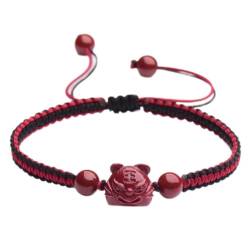 Feng Shui Rotes Armband, 2 Stück rote Schnur-Armband, Zinnober-Talisman-Armband, 2023 Jahr des Kaninchens, viel Glück, natürliches Edelstein-Armband, rotes Armband for Schutz, verstellbar ( Color : Bl von MaikOn