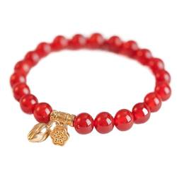 Feng Shui Rotes Armband, Perlen-Armband, Karneol-Perlen-Kristall-Armband, Lotus-Glücksbringer-Armband, Bettelarmband for Glücksbringer/Glücksbringer, von MaikOn