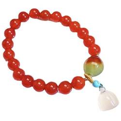 Feng Shui Rotes Armband, Rotes Achat-Armband, 8 mm, Kristallperlen-Armband, Lotus-Anhänger, Glücksbringer-Armband for Damen und Herren, Kristall-Chakra-Meditation von MaikOn