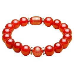 MaikOn Feng Shui Rotes Armband, Feng Shui Lucky Eight Zodiac Schutzpatron-Charm-Armband, roter Achat, Odsidian-Amulett, lockt Geld, Wohlstand, Glück, Achat-Ratte, 10 mm (Color : Agate Dog Pig_10mm) von MaikOn
