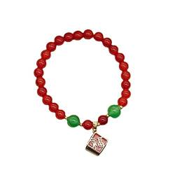 MaikOn Feng Shui Rotes Armband, Reichtum-Armband, authentischer Fu-Charakter-Anhänger, Edelstein-Kristall, Reiki-Amulett, Glücksreichtum, Abwehr böser Geister, inspirierendes Geschenk von MaikOn