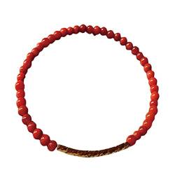 MaikOn Feng Shui Rotes Armband, Wealth Southern Authentisches 14-Karat-Goldkristall-Reiki-Amulett, Glücksbringer-Armband zur Abwehr böser Geister, inspirierendes Geschenk (Color : Gold_8 inches) von MaikOn