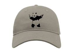 Maikomanija Banksy Panda Baumwolle Curved Visor Baseball Cap Dad Hat Unisex Sport Bequemes Top, grau, One size von Maikomanija
