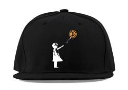 Maikomanija Banksy-inspiriertes Mädchen mit Bitcoin-Ballon, Crypto-Währung, BTC, Baumwolle, flaches Visier, Vollmütze, Trucker-Hut, Unisex, Sport, atmungsaktiv, Schwarz , One size von Maikomanija
