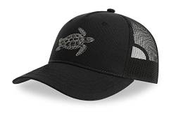 Sea Turtle Spirit Animal Sketch Art Baumwolle Trucker Cap Curved Visor Netback Hat Atmungsaktives Mesh Sport Top, Schwarz , One size von Maikomanija