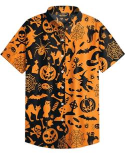 Mainfini Halloween Herren Cartoon Motiven 3D Druck Kostüm Poloshirt T-Shirt Lustig Skelett Freizeithemd B3 XXL von Mainfini