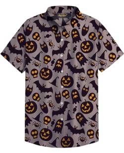 Mainfini Halloween Herren Fledermaus Geister Kostüm T-Shirt Skelett Lustig Poloshirt Freizeithemd A7 XL von Mainfini