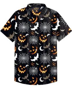 Mainfini Halloween Herren Geister Fledermaus Kostüm Poloshirt T-Shirt Lustig Skelett Freizeithemd B5 S von Mainfini